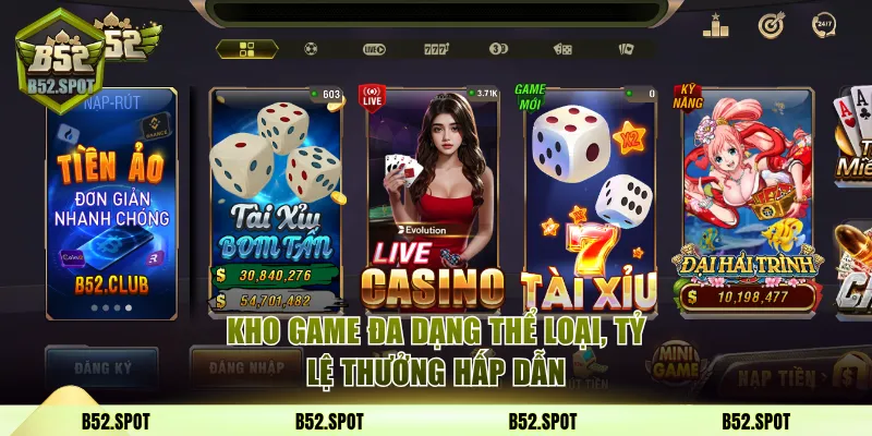 Kho game đa dạng cho người chơi thỏa thích trải nghiệm 